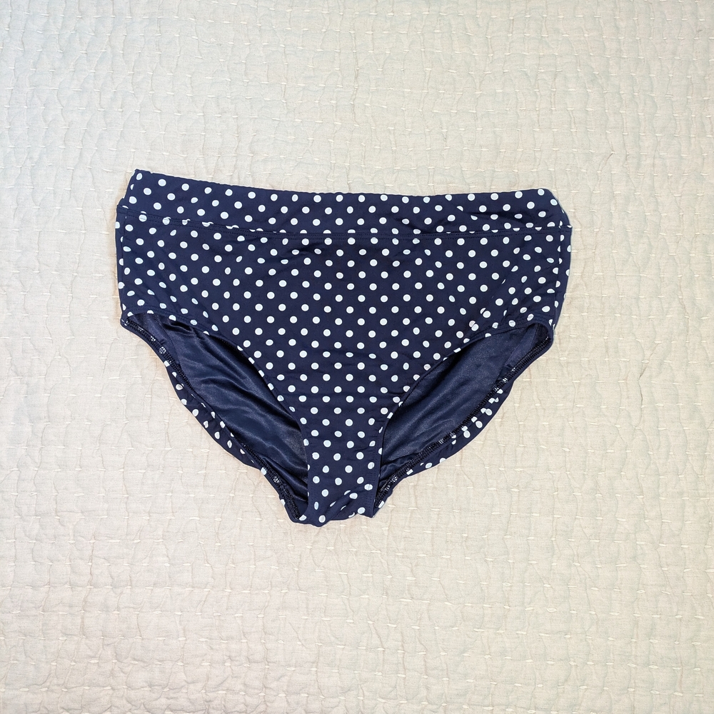Lands' End Navy Blue Polka Dot Swim Bottom